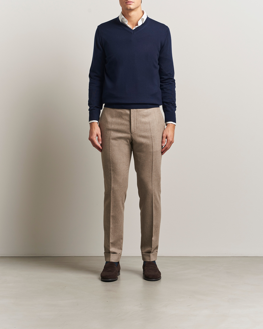 Herren | Pullover | Charles Tyrwhitt | Pure Merino V-Neck Jumper Navy