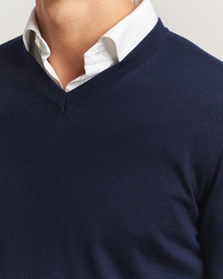 Herren | Pullover | Charles Tyrwhitt | Pure Merino V-Neck Jumper Navy