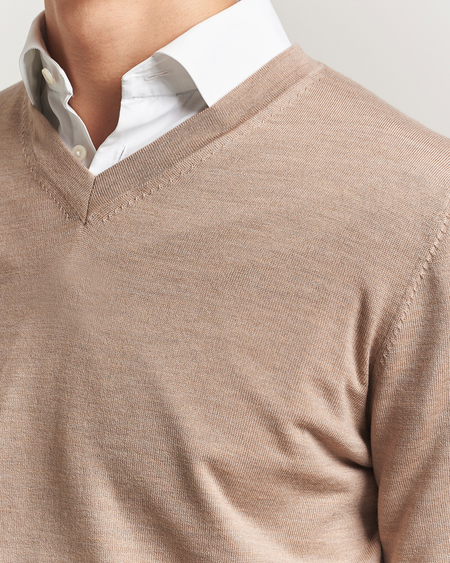 Herren | Pullover | Charles Tyrwhitt | Pure Merino V-Neck Jumper Oatmeal