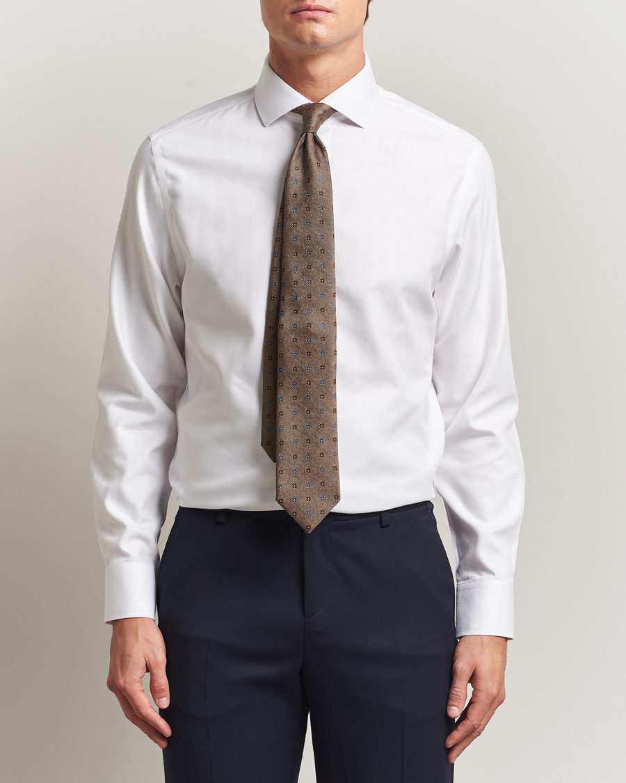 Herren | Hemden | Charles Tyrwhitt | Slim Fit Non Iron Herringbone Cut Away Shirt White