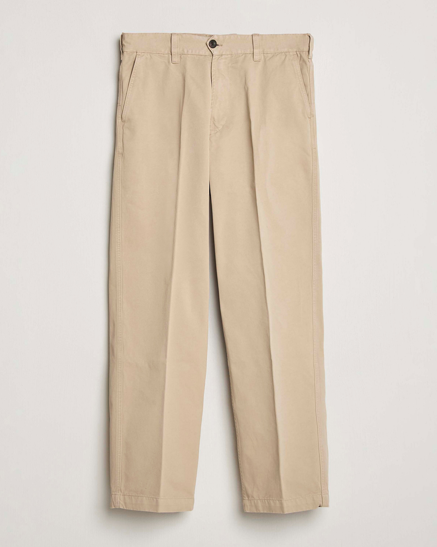 Herren | Hosen | Drake's | Flat Front Peached Cotton Chino Sand