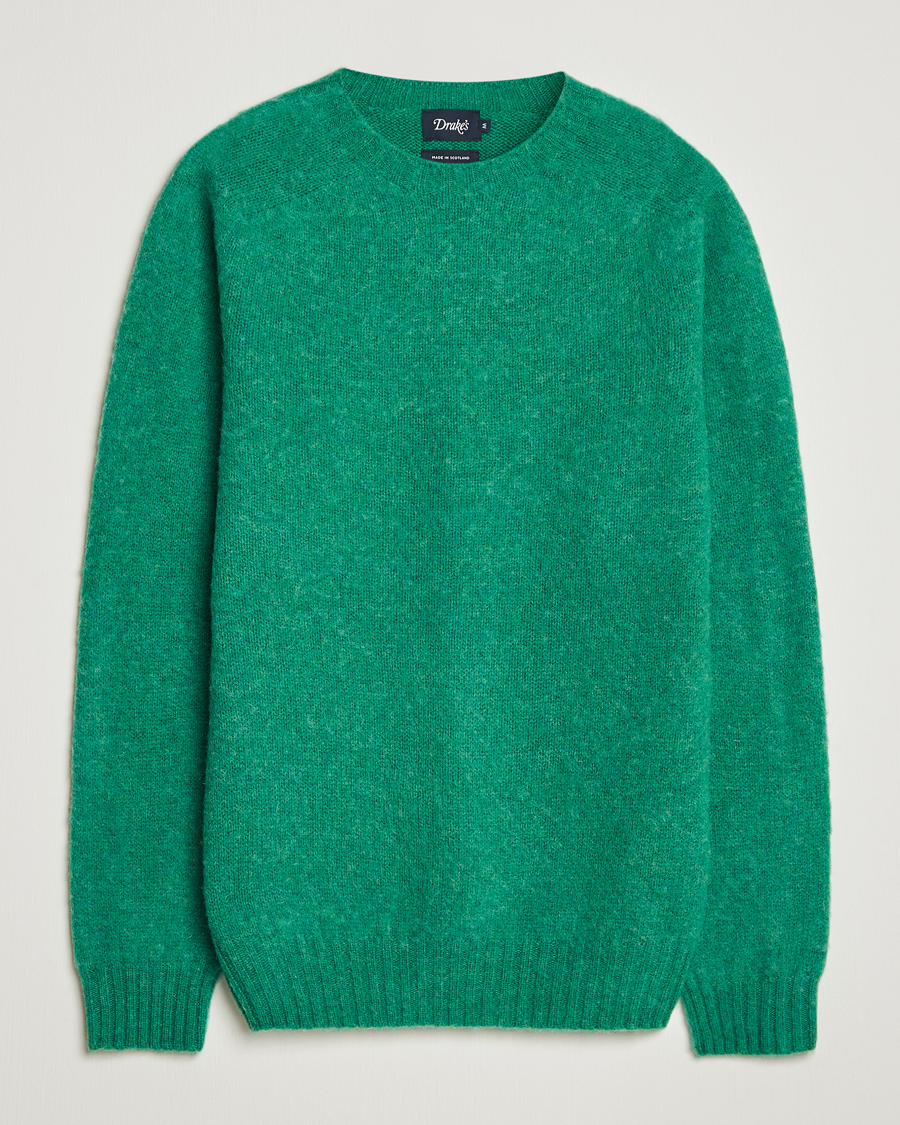 Herren | Pullover | Drake's | Brushed Shetland Crew Pixie Green