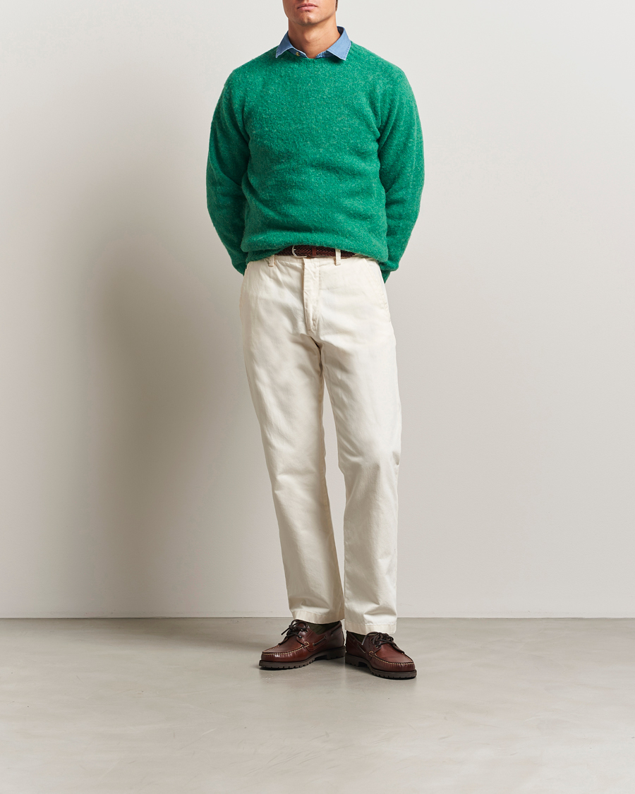 Herren | Pullover | Drake's | Brushed Shetland Crew Pixie Green