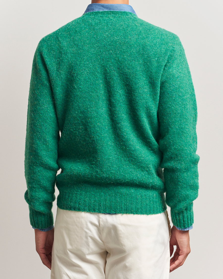 Herren | Pullover | Drake's | Brushed Shetland Crew Pixie Green