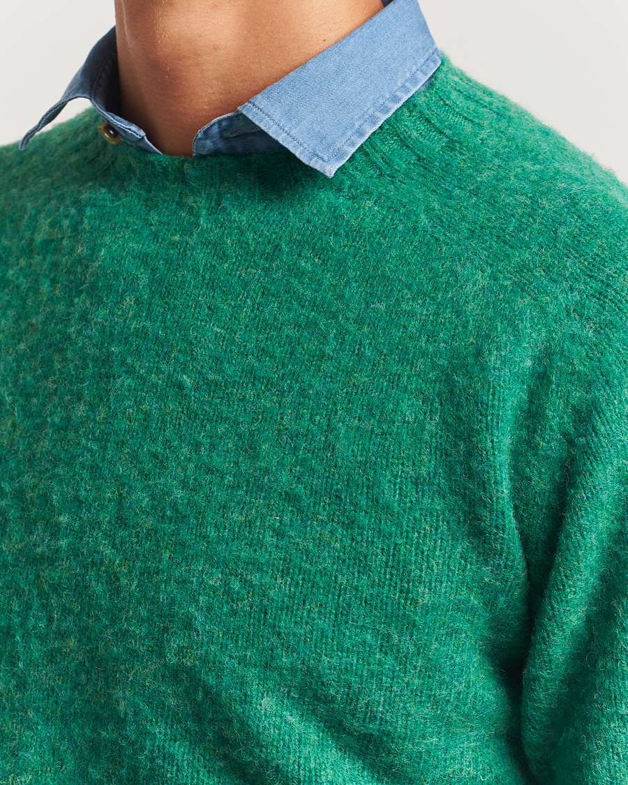 Herren | Pullover | Drake's | Brushed Shetland Crew Pixie Green