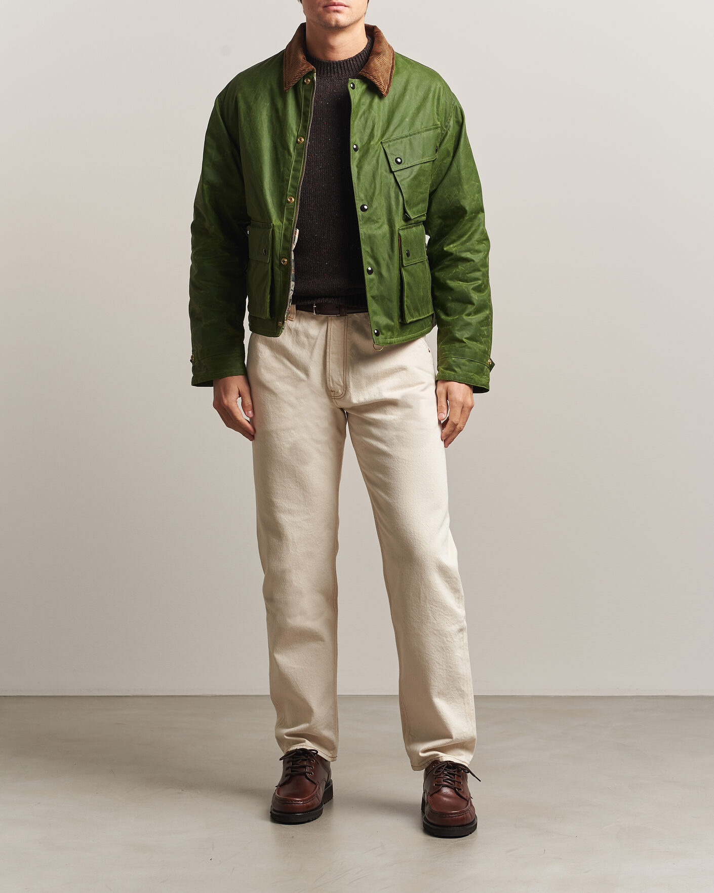 Herren | Jeans | Drake's | 5-Pocket Heavy Cotton Jeans Ecru