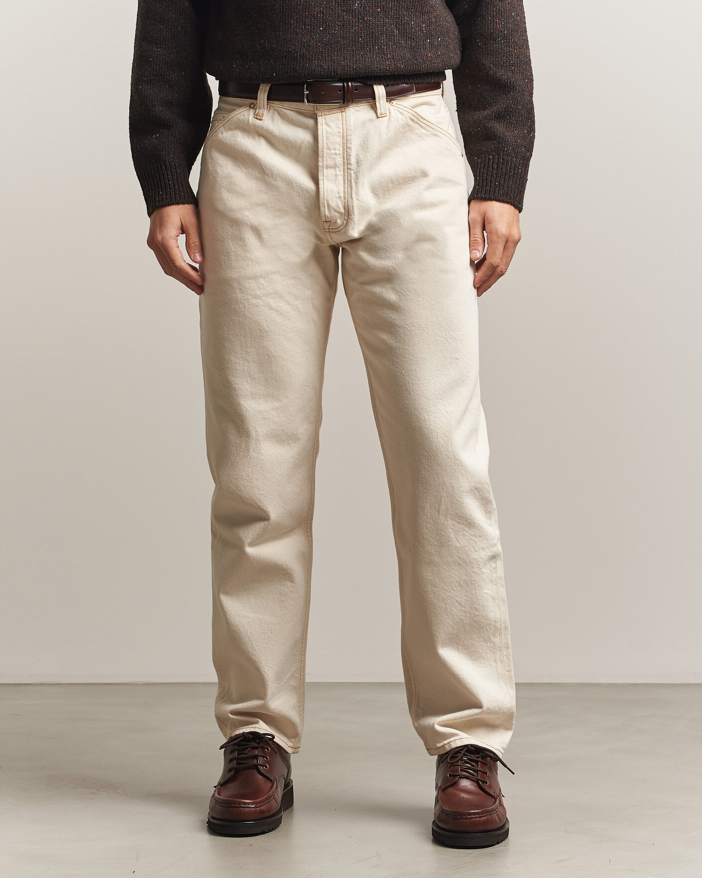Herren | Jeans | Drake's | 5-Pocket Heavy Cotton Jeans Ecru