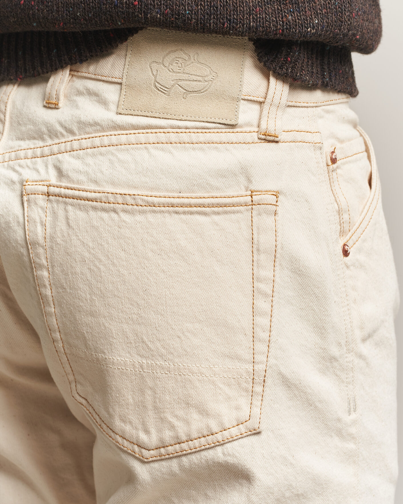 Herren | Jeans | Drake's | 5-Pocket Heavy Cotton Jeans Ecru