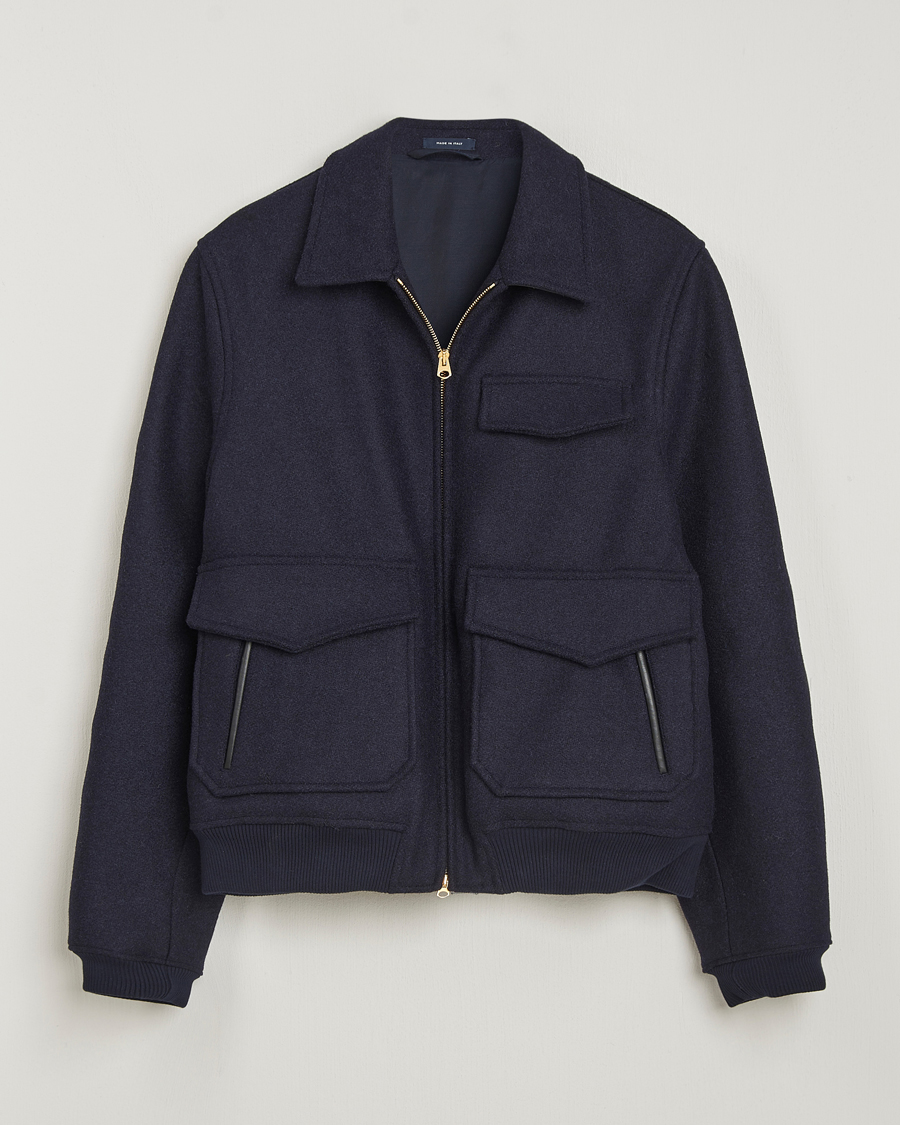 Herren | Jacken | Drake's | Melton Bomber Jacket Navy