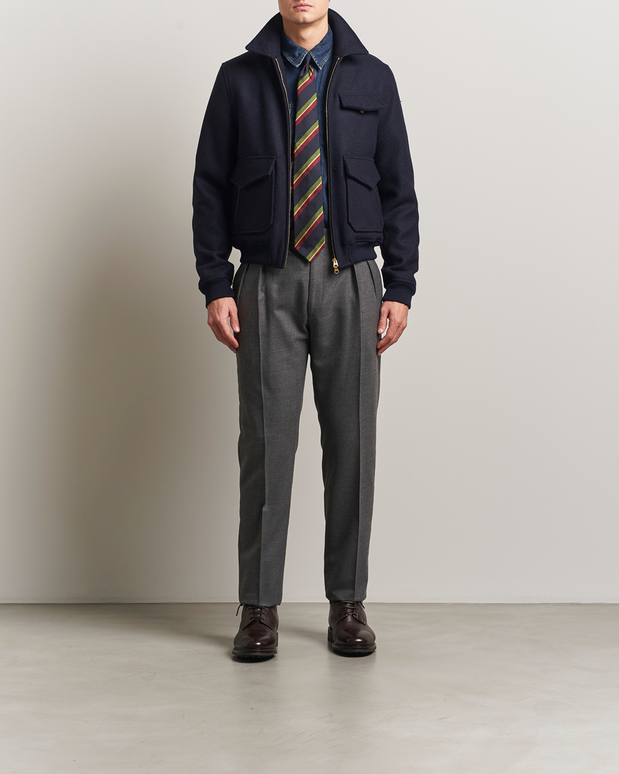 Herren | Jacken | Drake's | Melton Bomber Jacket Navy