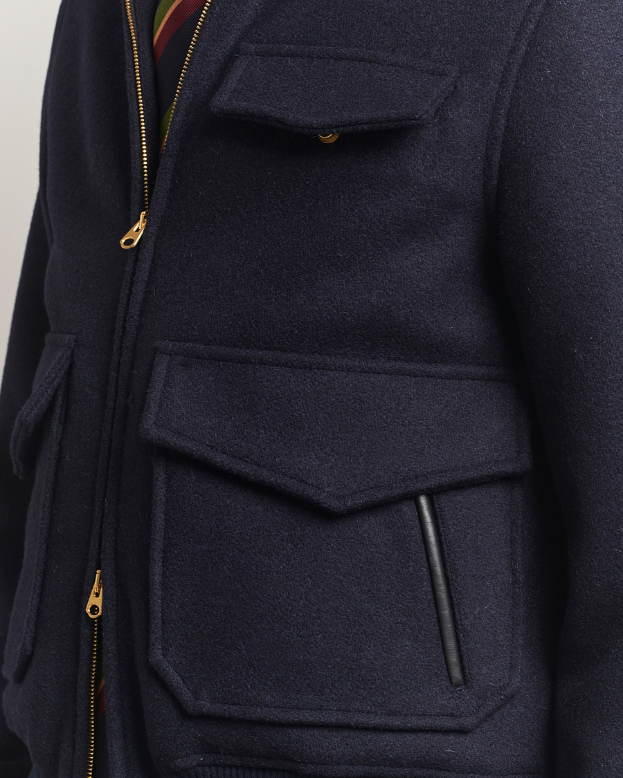 Herren | Jacken | Drake's | Melton Bomber Jacket Navy