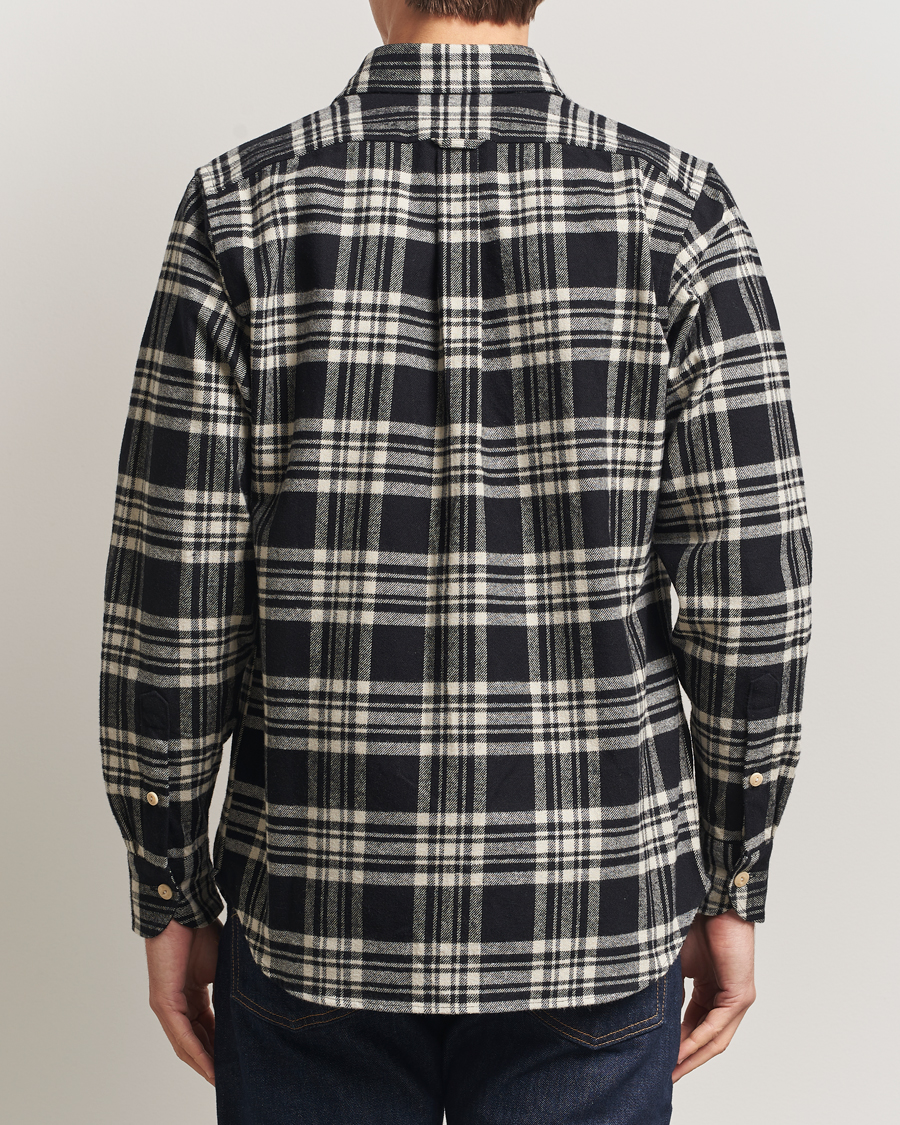 Herren | Hemden | Drake's | Check Heavy Cotton Work Shirt Navy/White