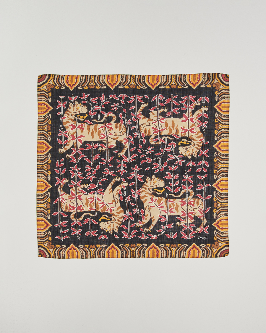 Herren | Drake's Tiger Bandana Black | Drake's | Tiger Bandana Black