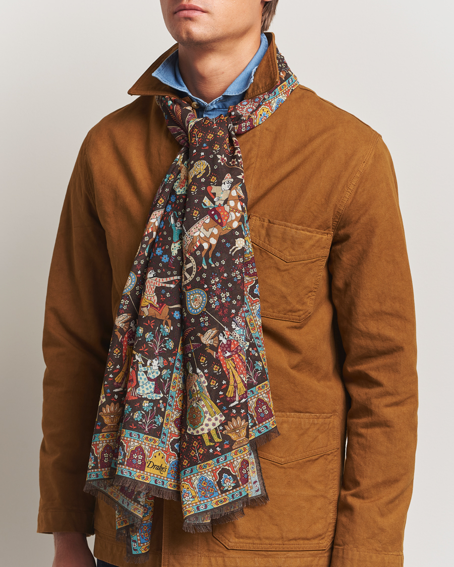 Herren | Drake's Mogul Garden Scarf Brown | Drake's | Mogul Garden Scarf Brown