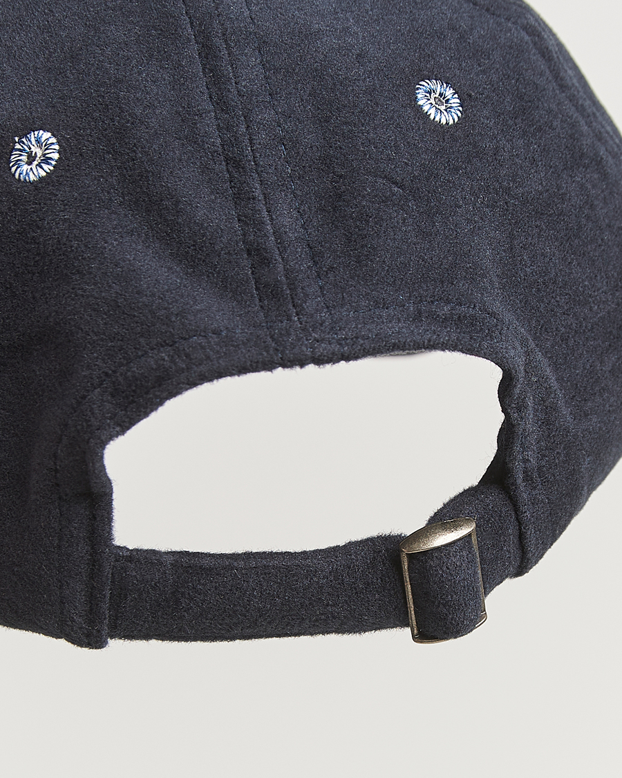 Herren | Drake's Horse Applique Moleskin Baseball Cap Navy | Drake's | Horse Applique Moleskin Baseball Cap Navy