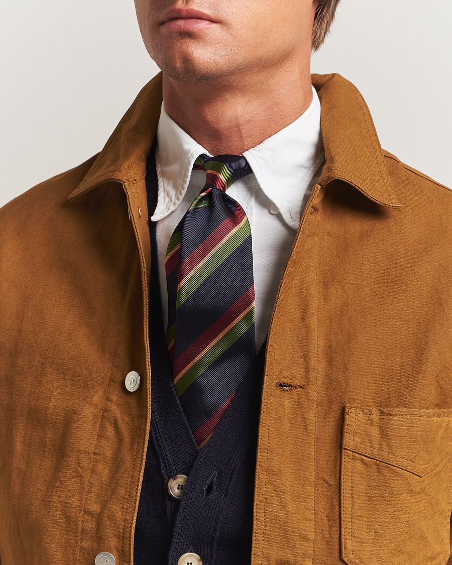 Herren | Krawatten | Drake's | Sandwitch Stripe Reppe Silk Tie Navy