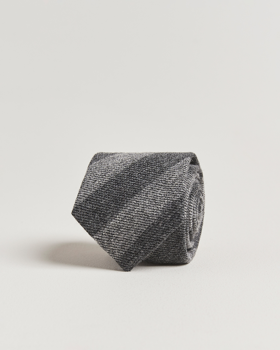 Herren | Drake's Dual Stripe Wool Tie Grey | Drake's | Dual Stripe Wool Tie Grey