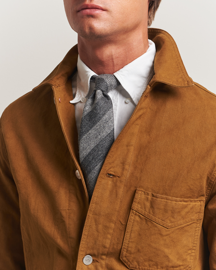 Herren | Drake's Dual Stripe Wool Tie Grey | Drake's | Dual Stripe Wool Tie Grey