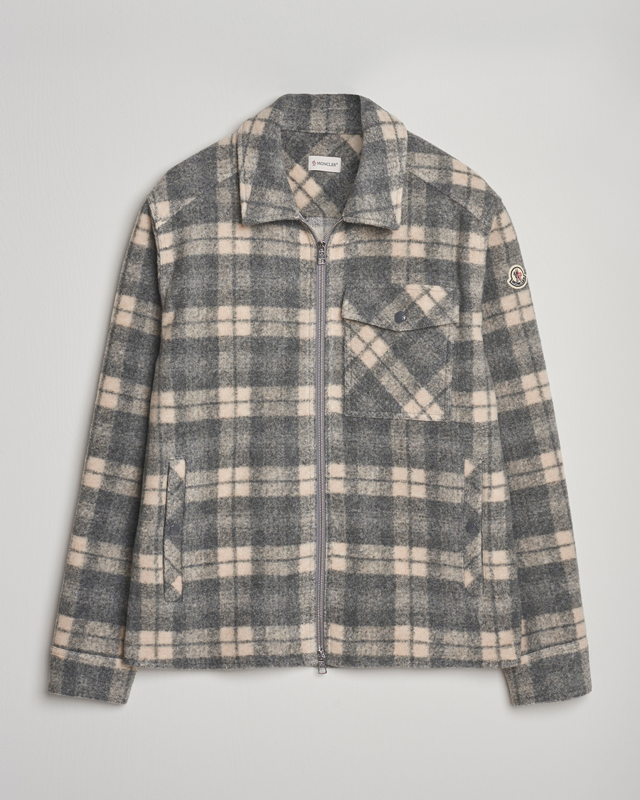 Herren | Hemden | Moncler | Wool Zip Overshirt Grey Check