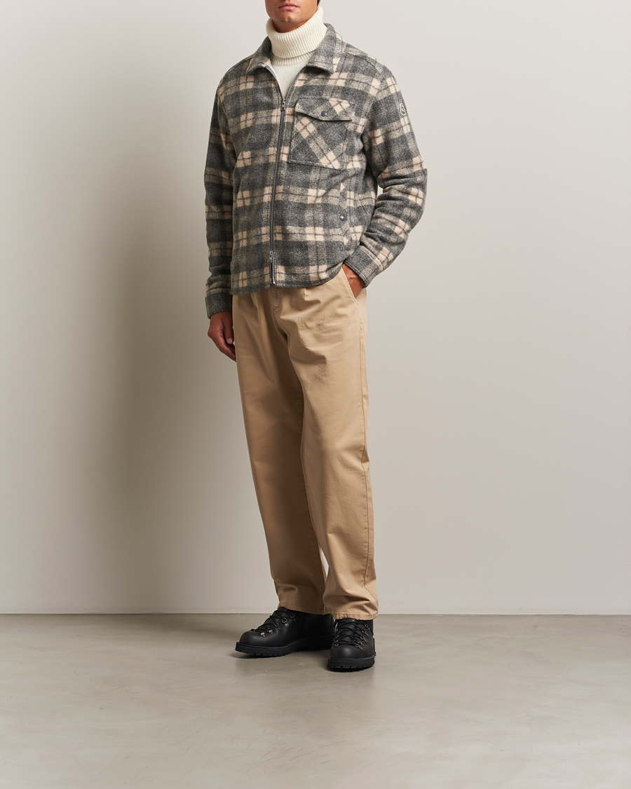 Herren | Hemden | Moncler | Wool Zip Overshirt Grey Check