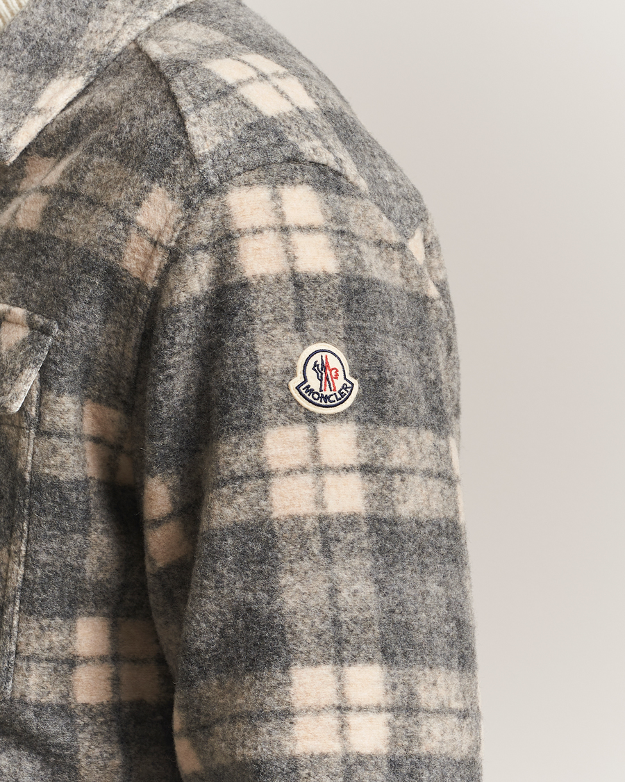 Herren | Hemden | Moncler | Wool Zip Overshirt Grey Check