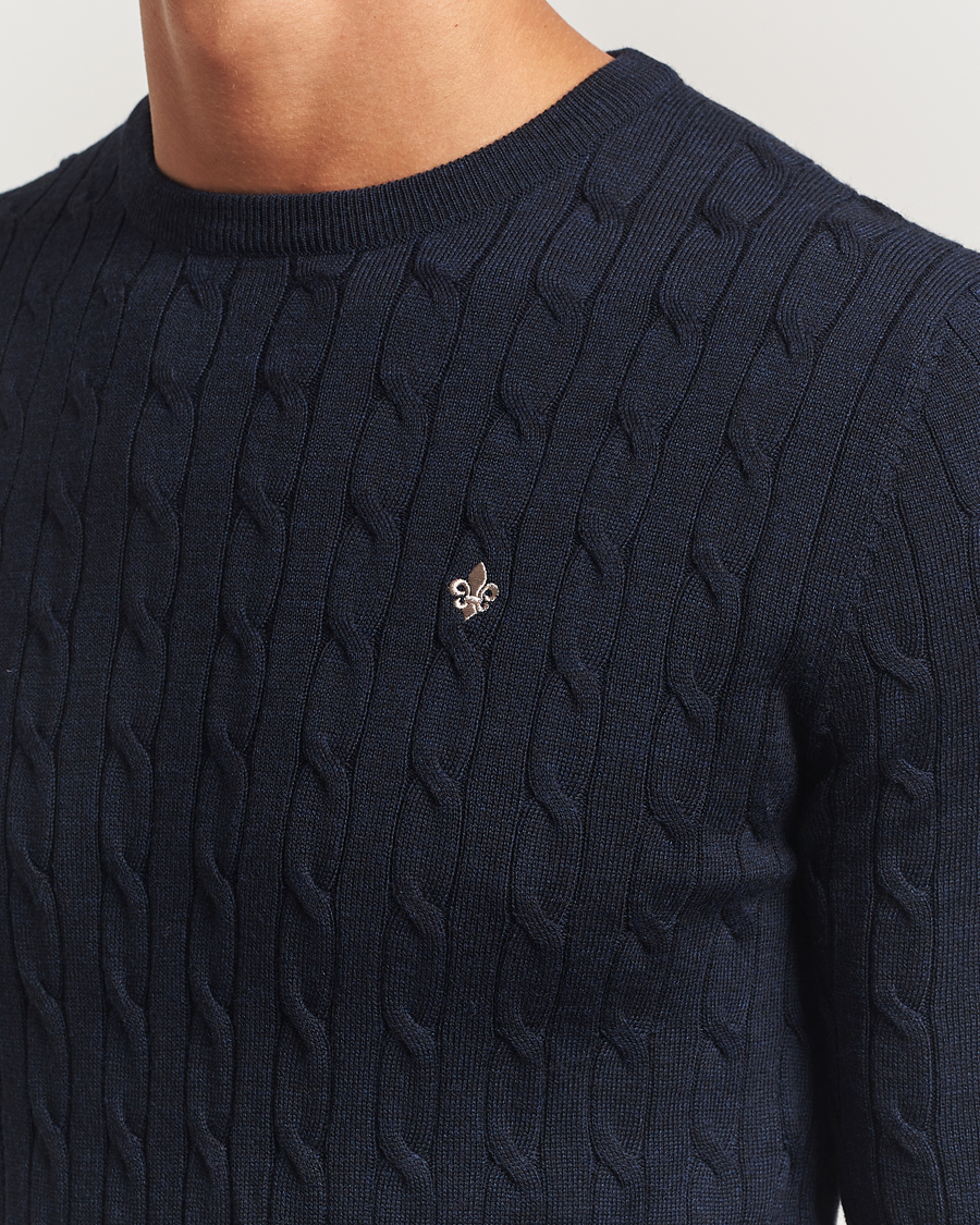 Herren | Westen | Morris | Merino Cable O-Neck Navy