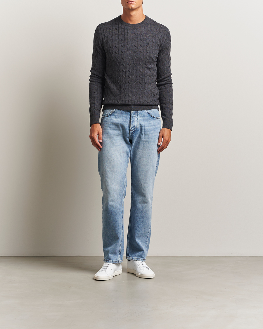 Herren | Pullover | Morris | Merino Cable O-Neck Grey