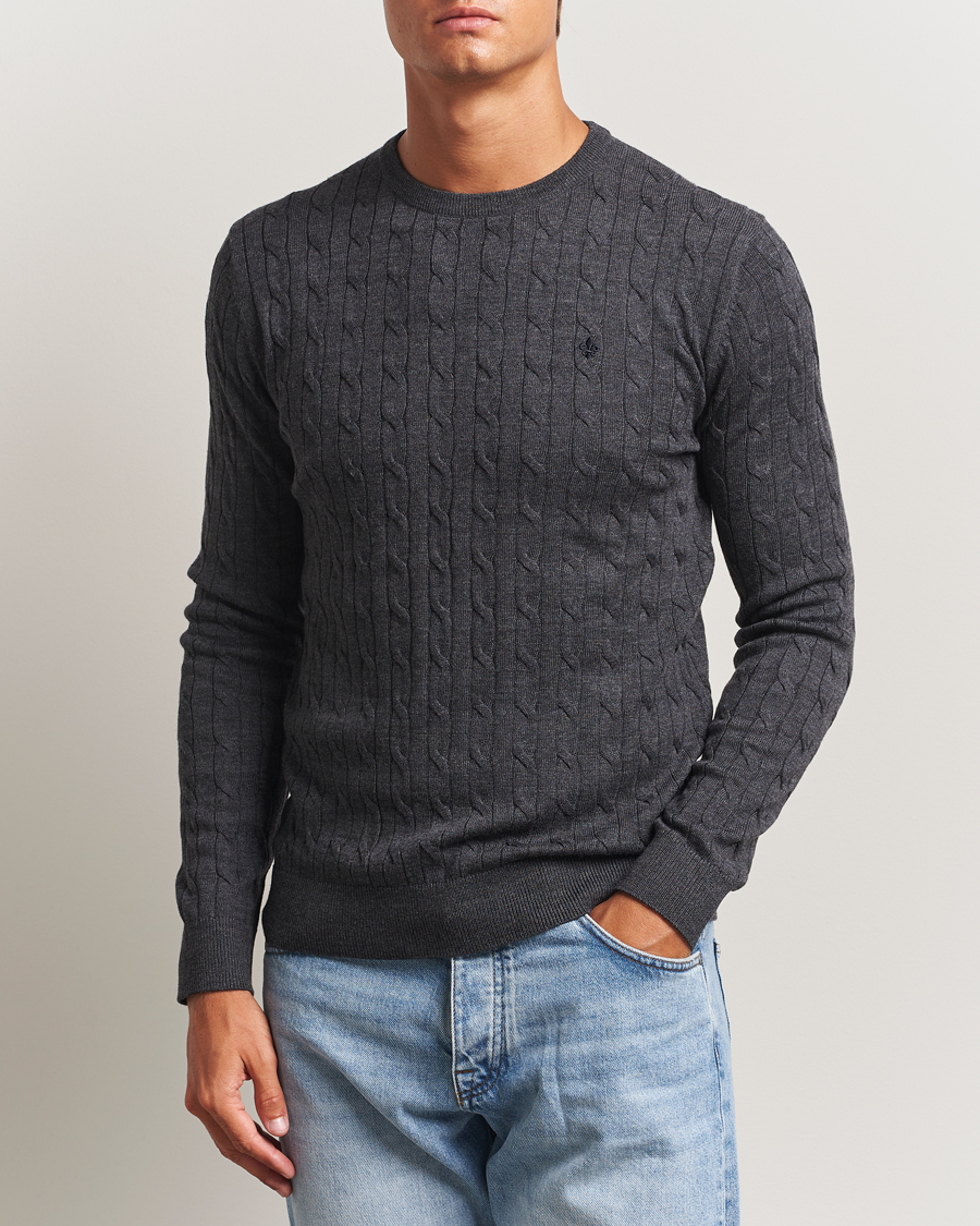Herren | Pullover | Morris | Merino Cable O-Neck Grey