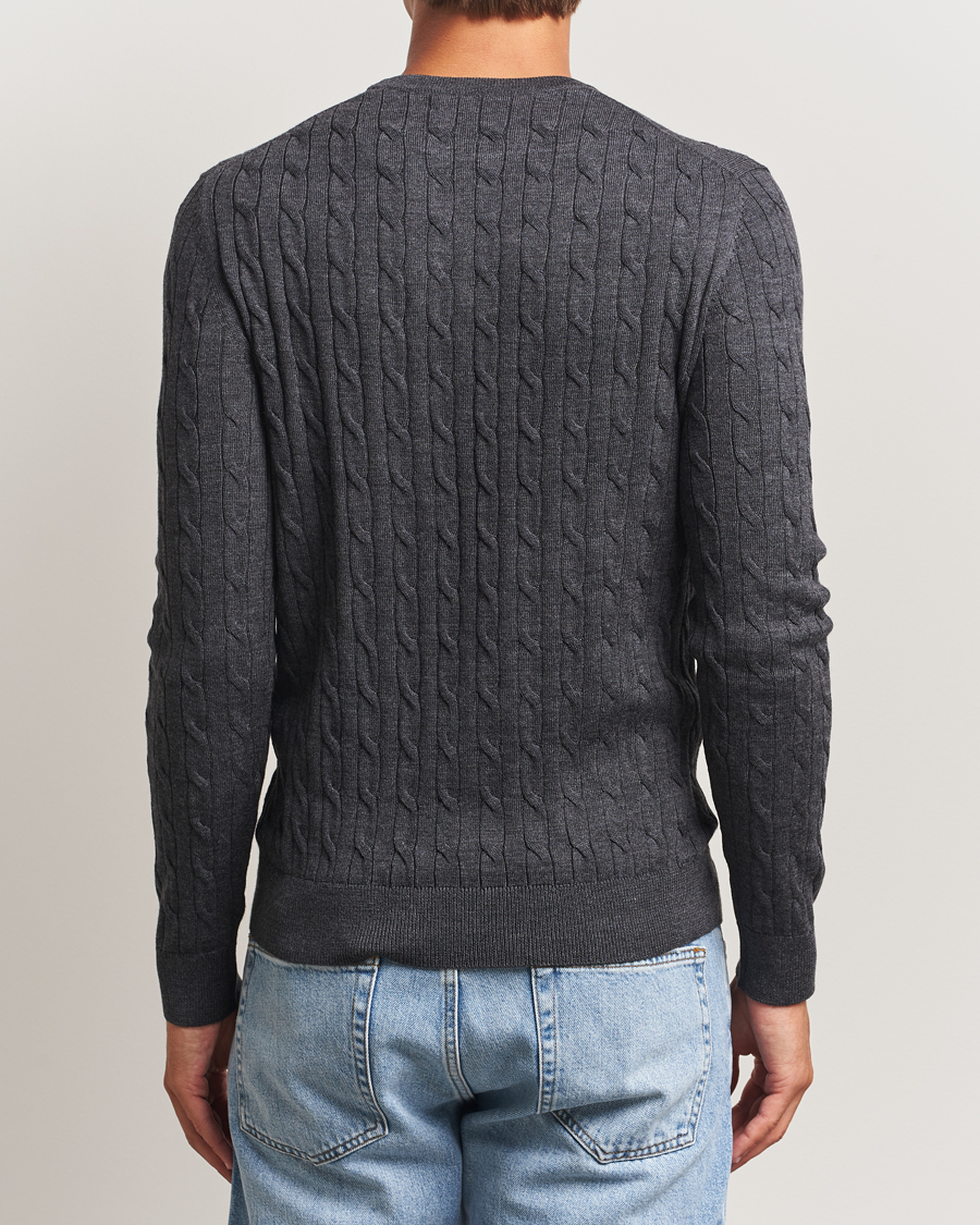 Herren | Pullover | Morris | Merino Cable O-Neck Grey