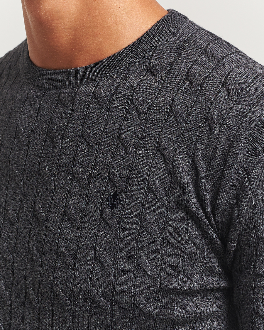 Herren | Pullover | Morris | Merino Cable O-Neck Grey