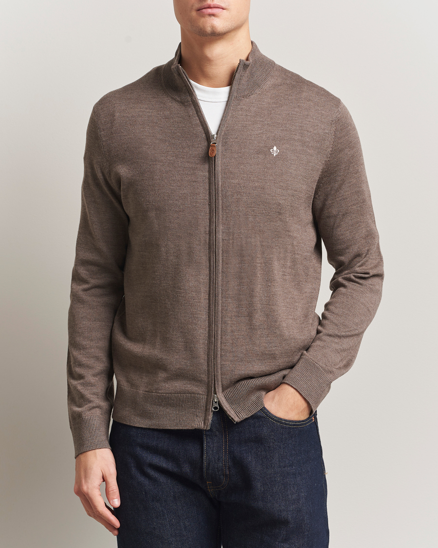 Herren | Pullover | Morris | Merino Full Zip Cardigan Brown