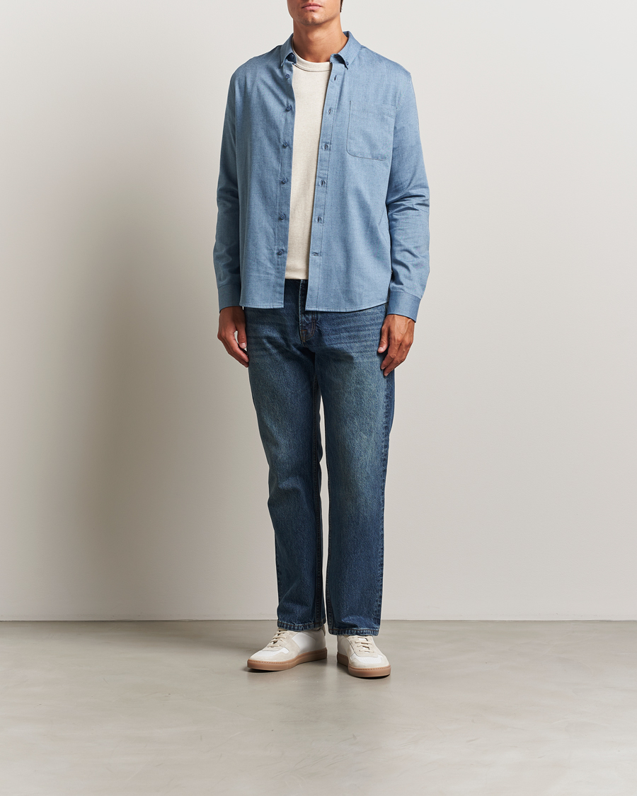 Herren | Hemden | KnowledgeCotton Apparel | Regular Fit Melange Flannel Shirt Denim