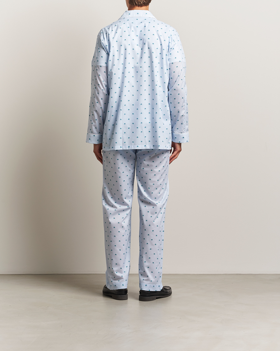 Herren | Schlafanzüge & Bademäntel | Derek Rose | Printed Piped Cotton Pyjama Set Light Blue