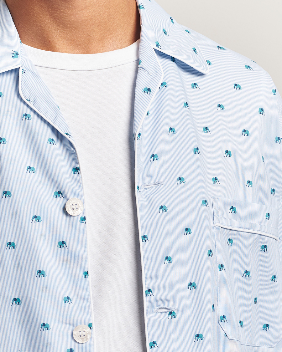 Herren | Schlafanzüge & Bademäntel | Derek Rose | Printed Piped Cotton Pyjama Set Light Blue