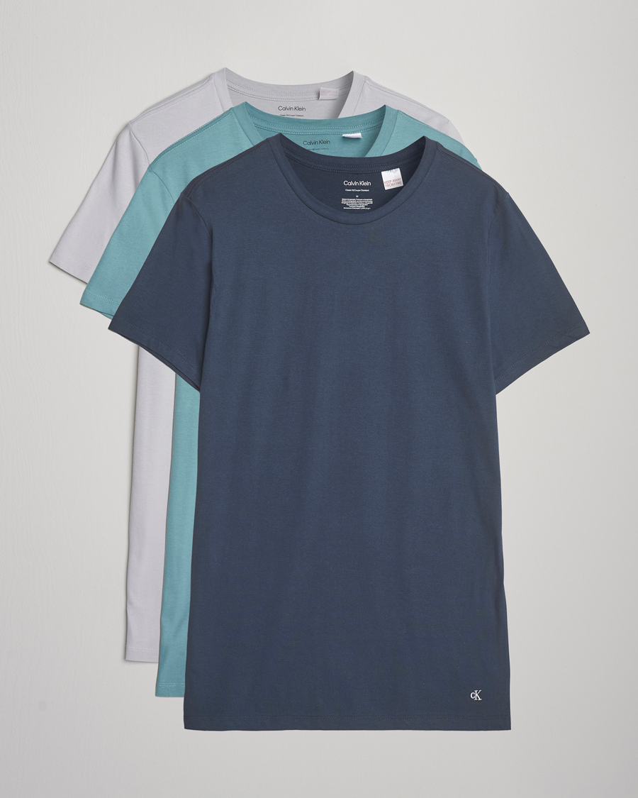 Herren | T-Shirts | Calvin Klein | 3-Pack Cotton Crew Neck T-Shirt Blue/Grey/Green