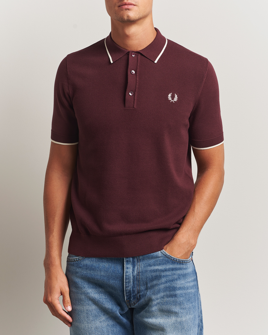 Herren | Poloshirts | Fred Perry | Pique Knitted Tipped Polo Oxblood