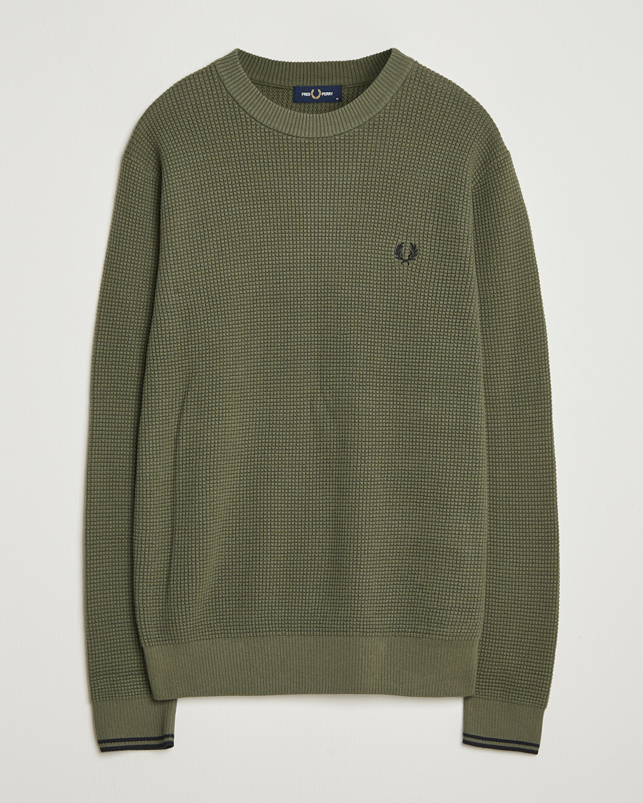 Herren | Pullover | Fred Perry | Waffle Stitch Jumper Laurel Green