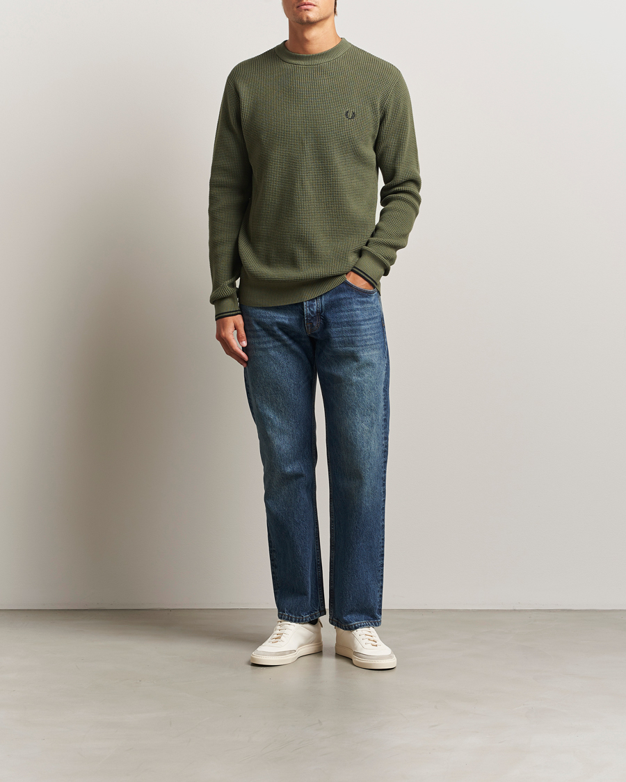 Herren | Pullover | Fred Perry | Waffle Stitch Jumper Laurel Green
