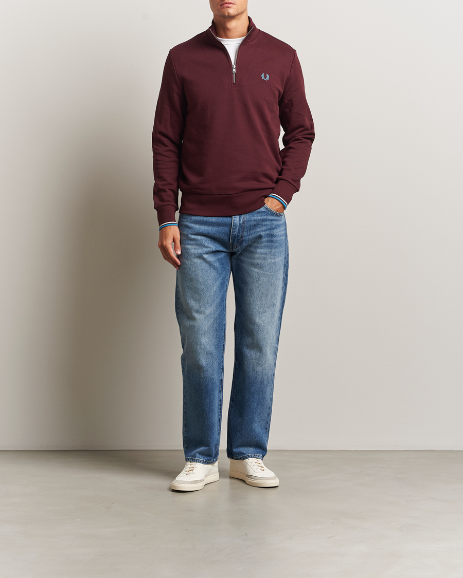 Herren | Pullover | Fred Perry | Half Zip Sweatshirt Oxblood