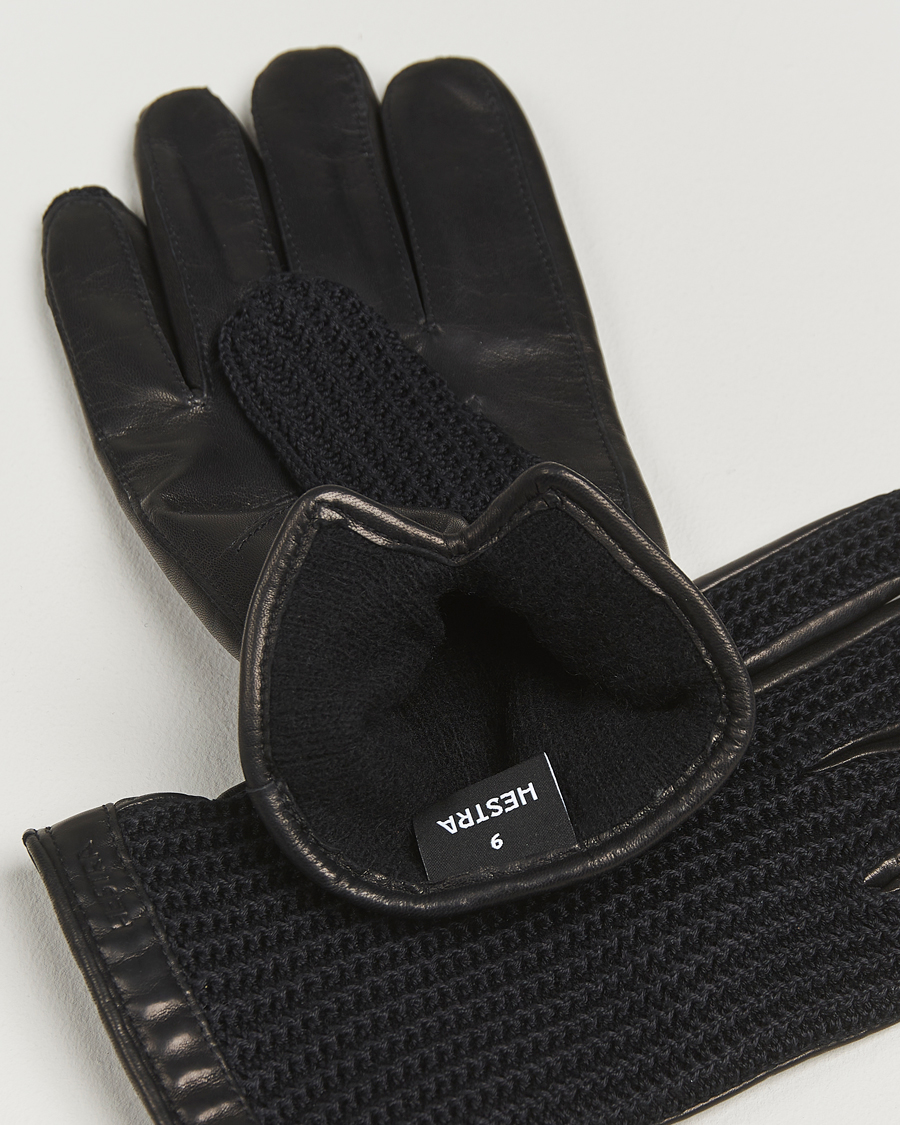Herren | Hestra Adam Crochet Wool Lined Glove Black | Hestra | Adam Crochet Wool Lined Glove Black