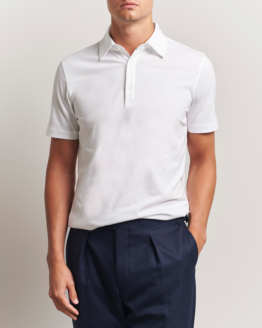 Herren | Poloshirts | Stenströms | Supima Cotton Polo Shirt White