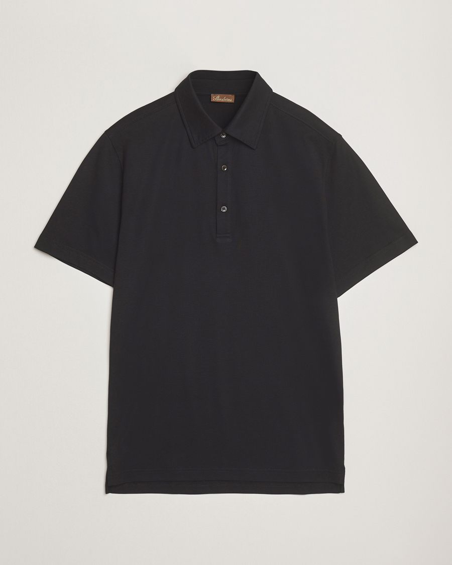 Herren | Poloshirts | Stenströms | Supima Cotton Polo Shirt Black