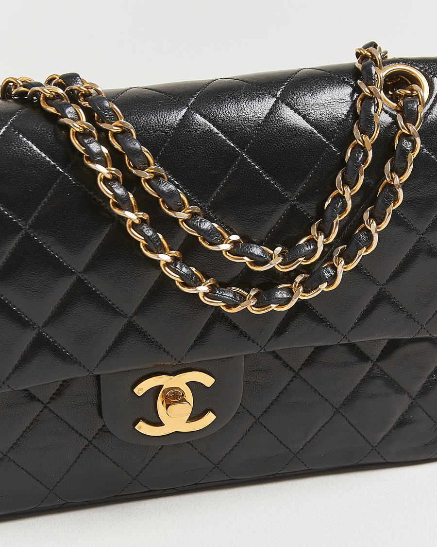 Herren | Chanel Pre-Owned Classic Double Flap Medium Lambskin Black | Chanel Pre-Owned | Classic Double Flap Medium Lambskin Black