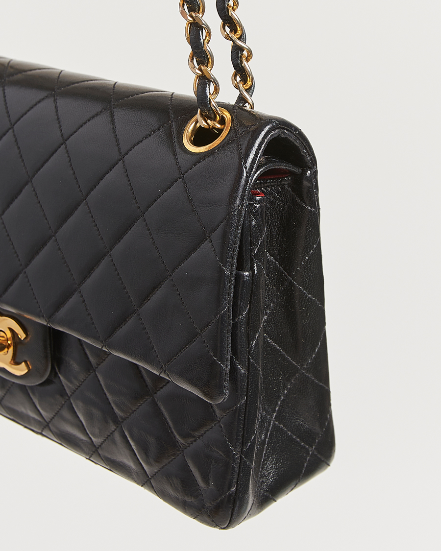 Herren | Chanel Pre-Owned Classic Double Flap Medium Lambskin Black | Chanel Pre-Owned | Classic Double Flap Medium Lambskin Black