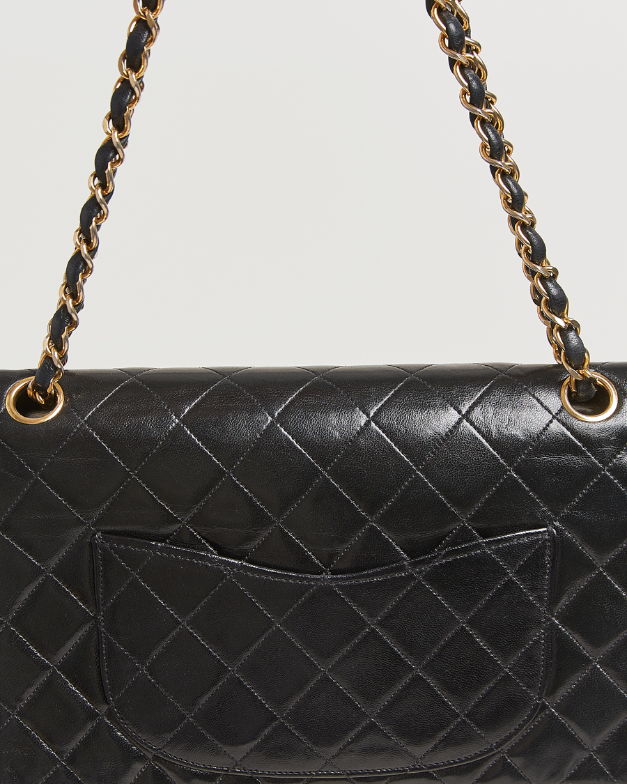 Herren | Chanel Pre-Owned Classic Double Flap Medium Lambskin Black | Chanel Pre-Owned | Classic Double Flap Medium Lambskin Black