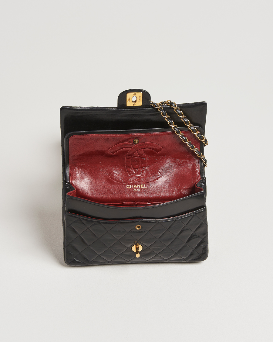 Herren | Chanel Pre-Owned Classic Double Flap Medium Lambskin Black | Chanel Pre-Owned | Classic Double Flap Medium Lambskin Black