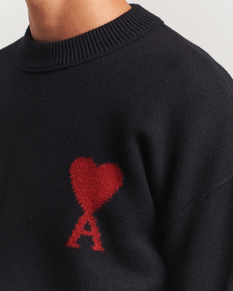 Herren | Pullover | AMI | Big Heart Logo Wool Knitted Sweater Black