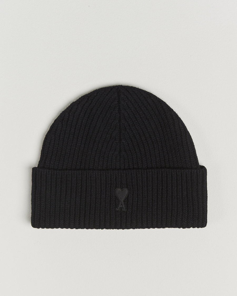 Herren | AMI Heart Logo Beanie Black | AMI | Heart Logo Beanie Black