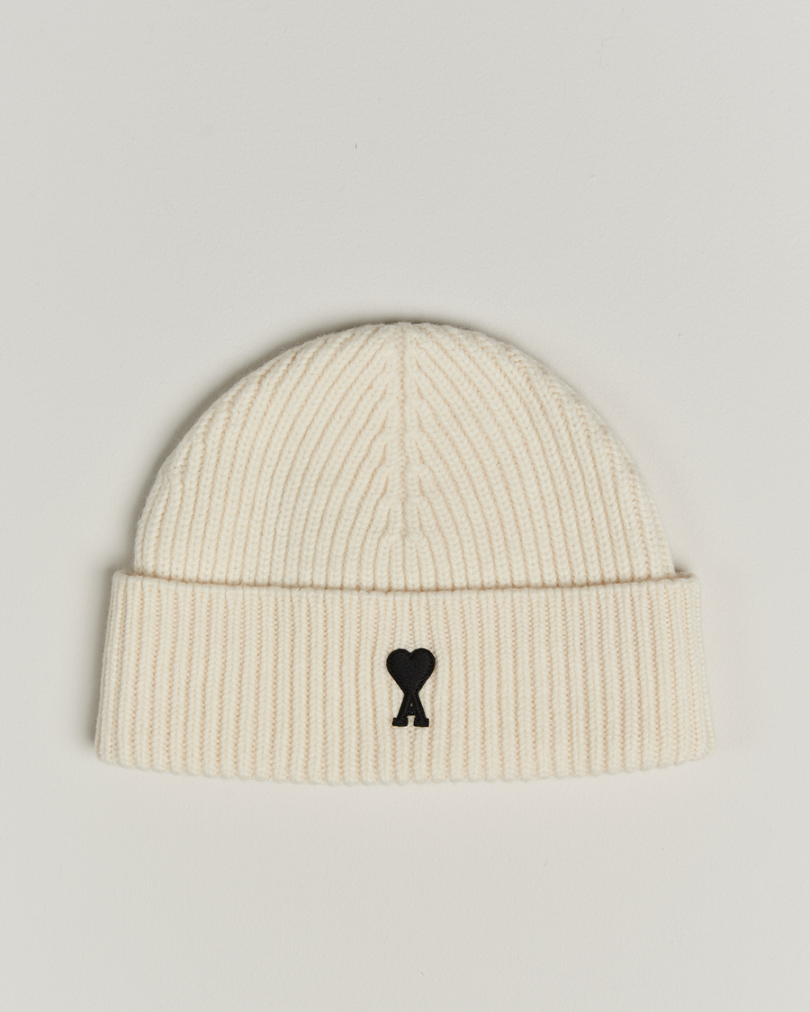 Herren | AMI Heart Logo Beanie Ecru | AMI | Heart Logo Beanie Ecru