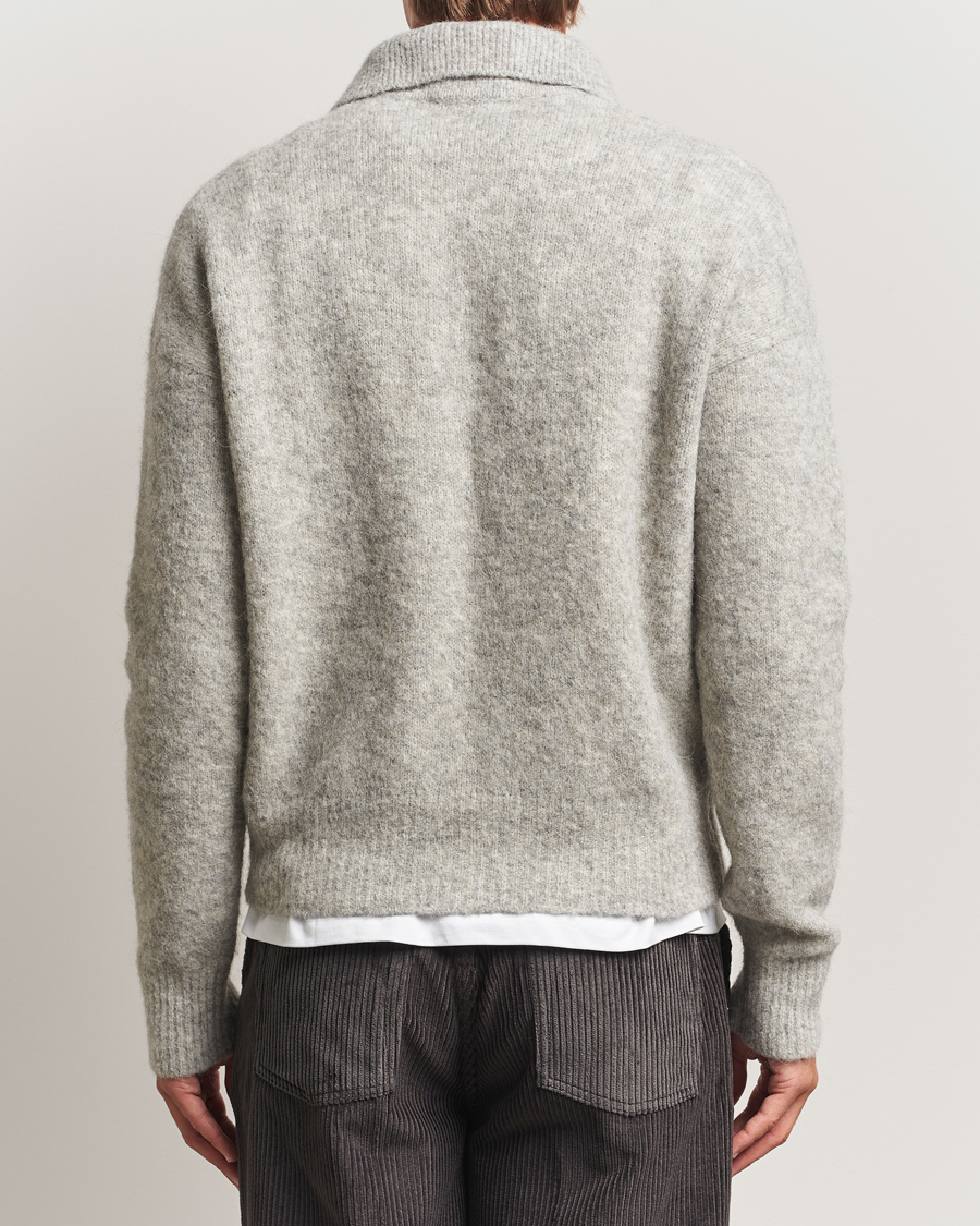 Herren | Pullover | AMI | Signature Alpaca Knitted Polo Light Grey Melange
